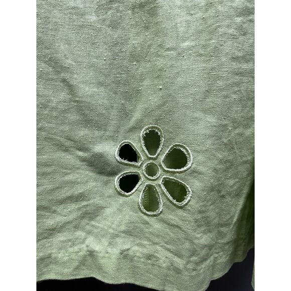 A.K.C. Linen Blend Dress Women's 2X Tank Dress Back‎ Zip Back Slit Cutouts Green - Picture 4 of 6